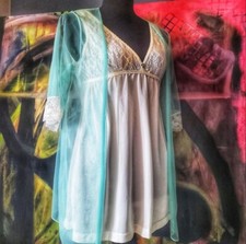 VTG 50's MINT sheer FREDRICKS OF HOLLYWOOD nighty LINGERIE SET SMALL