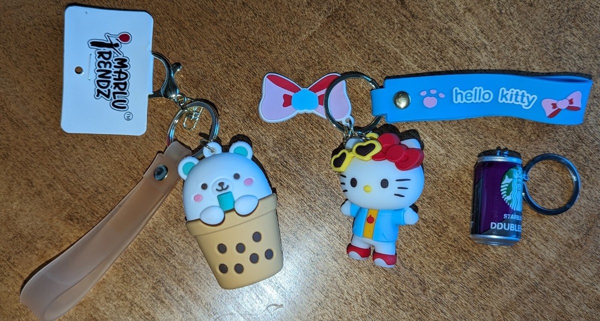 Hello Kitty Keychain, Starbucks & Marlu Renz Keychain 