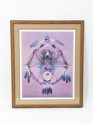 Beckman Gallery Marie Buchfink Bear Shield Native American Framed 24'' x 20'' Art 
