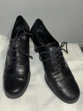 Vtg Shoes Etienne Aigner Leather Wing Tip Heeled Oxford Lace Up Academia Black 8