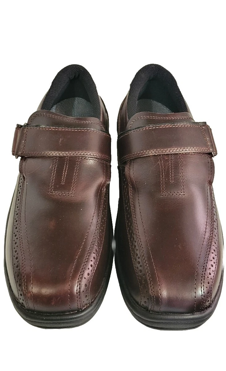 Orthofeet Mens Brown Leather Hook and Loop Strap Loafers Orthotic Shoes Orthofeet Shoes Mens Size 10 Brown Leather Hook & Loop  main image 4