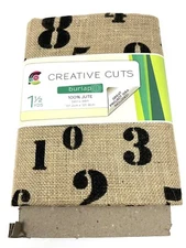 Creative Cuts Burlap 100% Jute 1.5 Yards Craft Fabric Material Natural w/Numbers