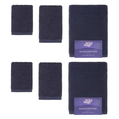new Wild Sage Savannah Quick Dry 90% Cotton 6-Piece Towel Set in BIJOU BLUE