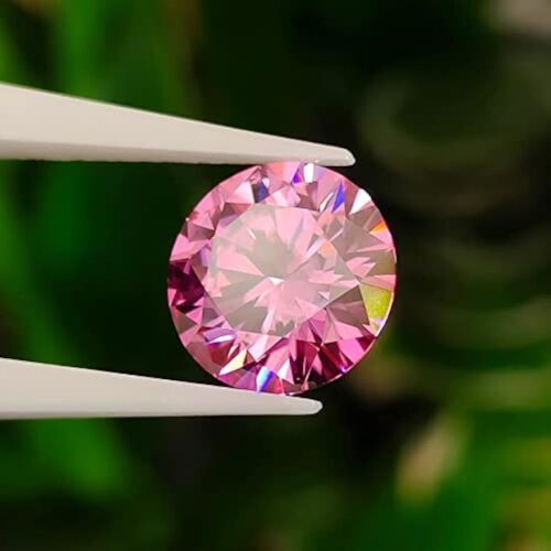 Pink Moissanite Loose Gemstone VVS Round Brilliant Cut GRA Certificate 0.5-3.0CT - Picture 17 of 30