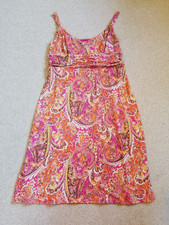 VINTAGE Y2K Womens Dress-ANN TAYLOR LOFT-pink/orange/beige paisley babydoll-6
