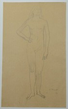Gerhard Marcks. Junge Frau. Akt. Zeichnung. Signiert.            Bauhaus.