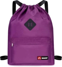 WANDF Drawstring Backpack with Shoe Pocket, String Bag Sackpack Cinch Waterproof