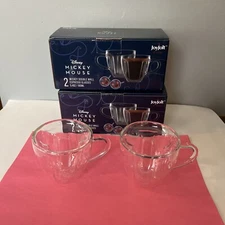 Lot of 2.JoyJolt Mickey Mouse Espresso Glasses 5.4 oz. 2 pc Set.  #58 & 59