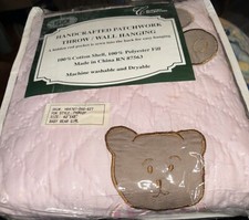 NEW Handcrafted Baby Girl BEAR Pink Quilt 40" x 48" Wall Hanging Throw