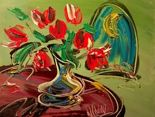 TULIPS    MODERN ABSTRACT POP ART ORIGINAL PAINTING STRETCHED 6RrTYJ8