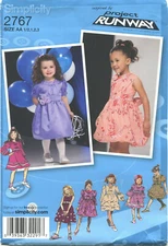 Simplicity 2767 Dresses Toddler Girl Sewing Pattern Size 1/2-3 Uncut