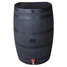 50 Gal. Rain Barrel Black Colour with Plastic Spigot Decorative Rust Proof NEW