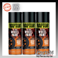 3 x U-Pol Raptor 1K Pro Wheel Paint Gloss Black Aerosol 378ml 5x Tougher