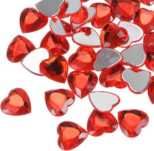 40 Pcs Acrylic Heart Rhinestone 15Mm Flat Back Plastic Gems Jewelry Stickers for