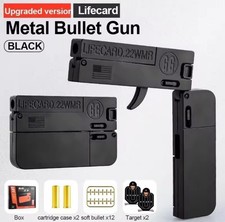 Metal Folding Toy Blaster Soft Foam Dart Launcher Lifecard Style Black