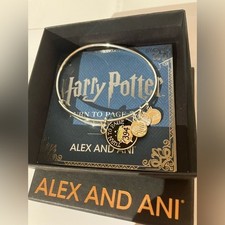 Alex and Ani Harry Potter Turn The Page Silver Bangle Bracelet Charms Jewelry
