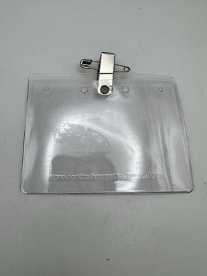 Name Badge ID Holder 4  X 3  Clear Vinyl 47 Piece Lot Clip Or Pin On Attachments