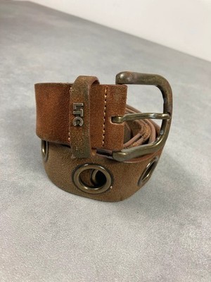 Wildledergürtel camelbraun Vintage Y2K LTC Nieten Nägel 100cm