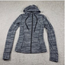 Lululemon Define Hoodie Jacket Size 4 Space Dye Grey White Full Zip Thumbholes