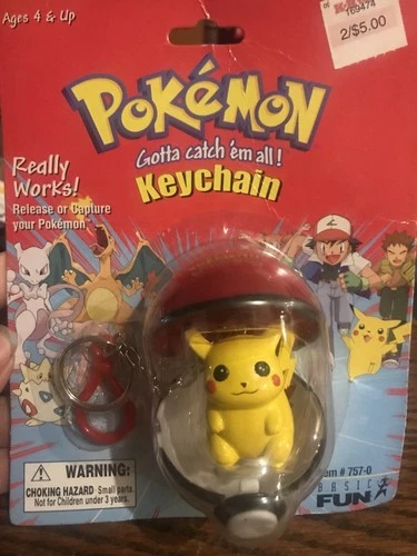 1999 Pokemon Toy Keychain Sealed Pikachu Vintage Basic Fun