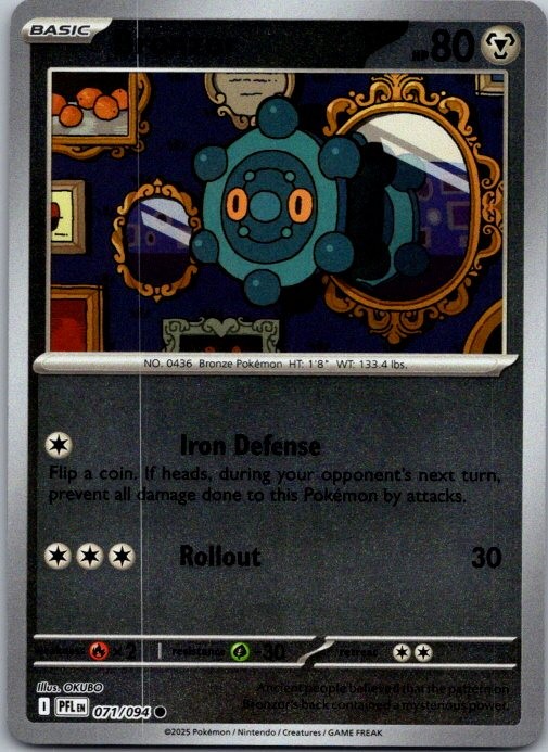 Bronzor ME02: Phantasmal Flames 071/094 NM Reverse Holo