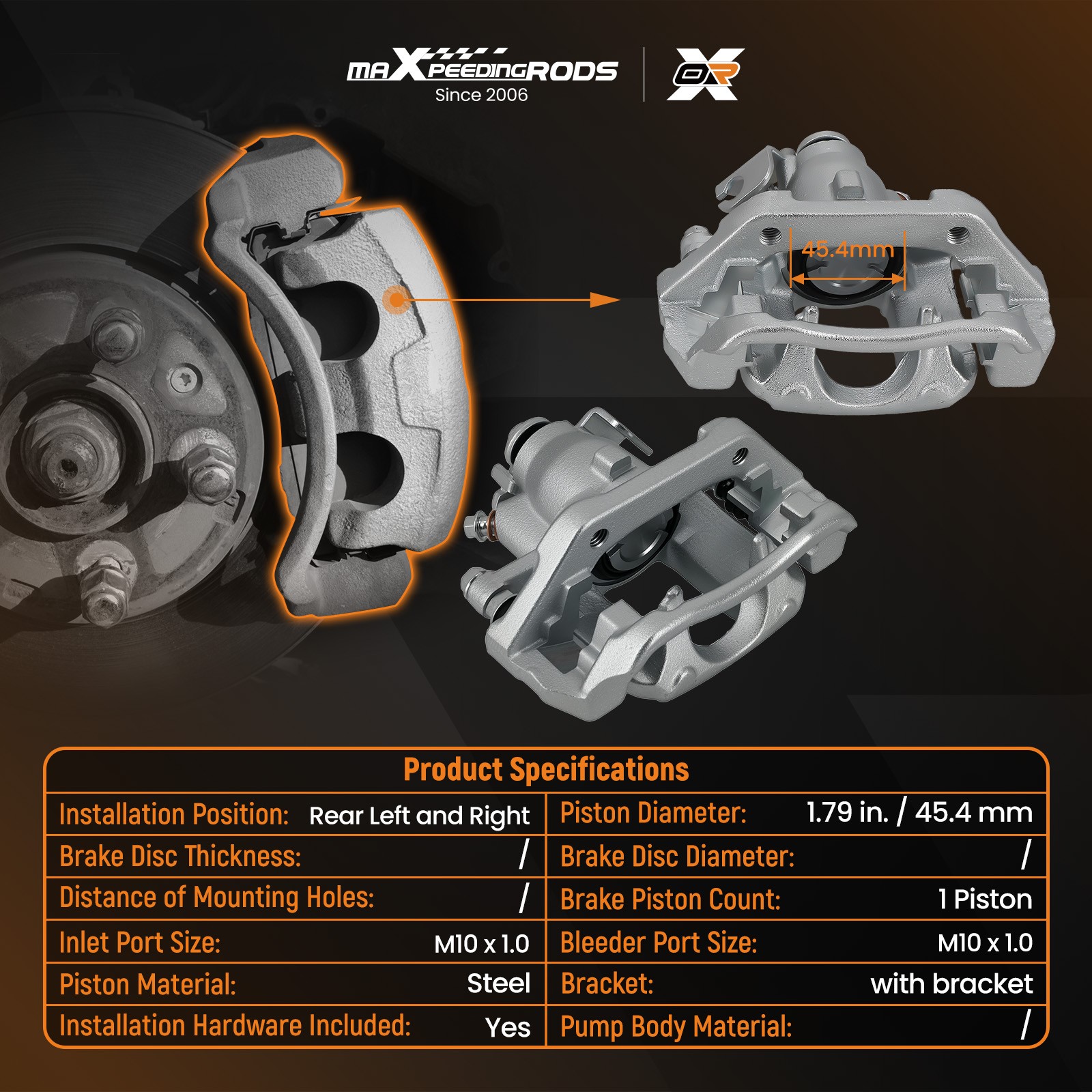 Rear Brake Caliper for Ford Explorer/Flex/Taurus 2010-2019 18-B5262 18-B5263