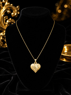 Herz Kräuselung Anhänger strukturiert 9 kt Gelbgold 375 gepunzt British Made