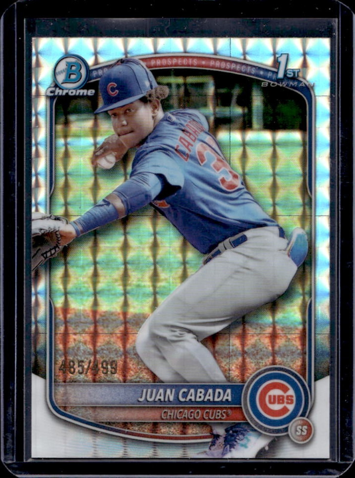 2025 Bowman Chrome Juan Cabada Geometric Refractor 1st #485/499 Cubs