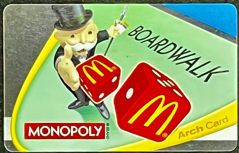 2010 McDonald's Monopoly Boardwalk Arch Card No Value on Card