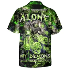 Skull I8217m Never Alone My Demons Are With Me 247 Awesome Hawaiian Shirt