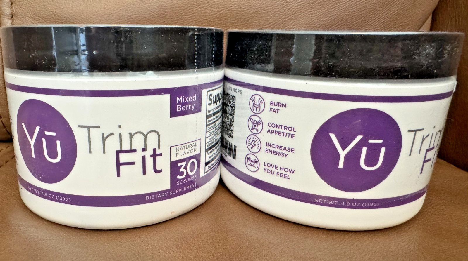 Yu Beauty 2 Tubs Trim Fit Dietary Mixed Berry Burn Fat Energy Control Appetite