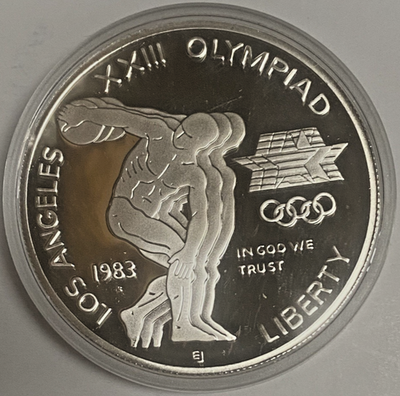 1983 S 1984 S - US Mint Olympic Silver Dollar 2 Coin Set Box