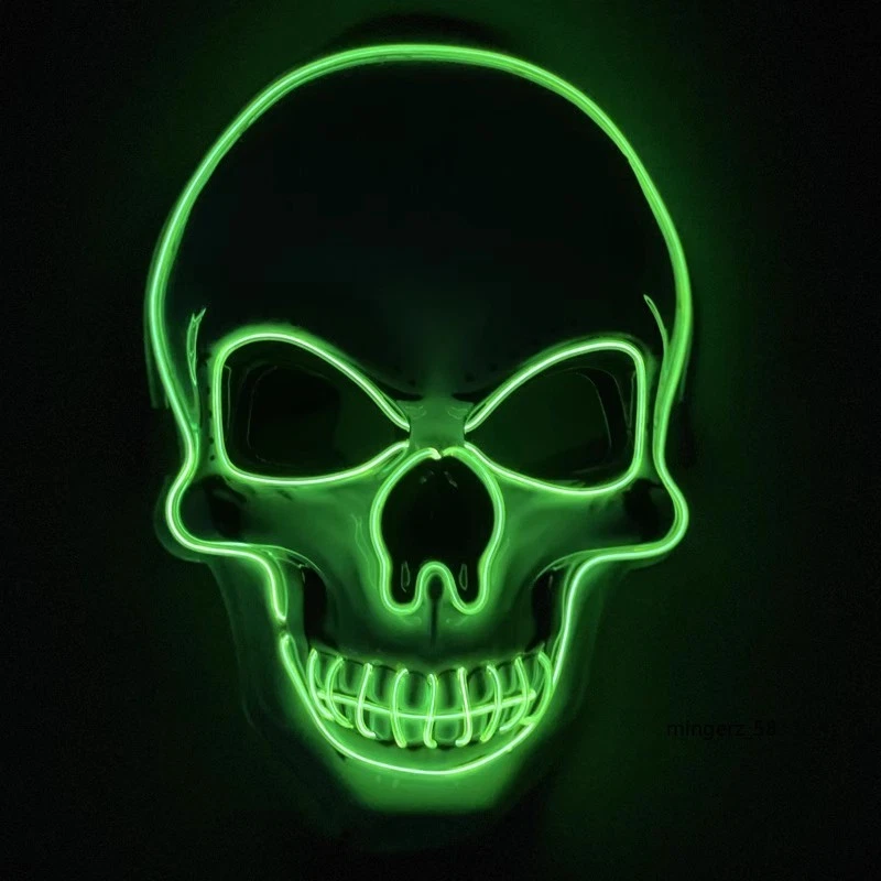 Máscara LED Calavera Purga Iluminar Disfraz Rave Juegos con disfraces Halloween Fiesta Regalo Utilería Juguete Foto 2 de 4