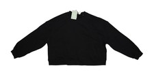 H M Sweatshirt Womens XL Black Divided Basic Fleece Crewneck Pullover New