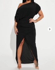 Fashion Nova Black Off The Shoulder Maxi Dress With A High Split