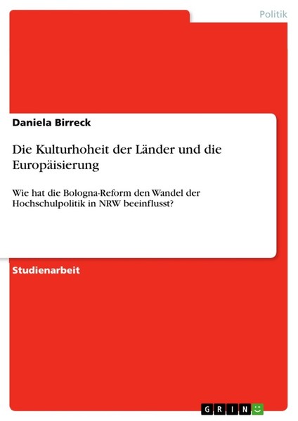 Die Kulturhoheit Der LäNder Und Die EuropäIsierung (Buch)-image