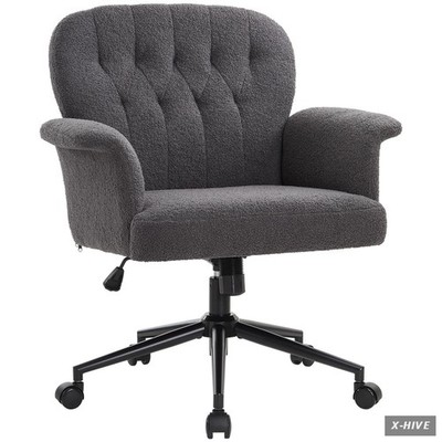 Comfy Home Office Desk Chair, Upholstered Fabric Cozy Vanity Chair