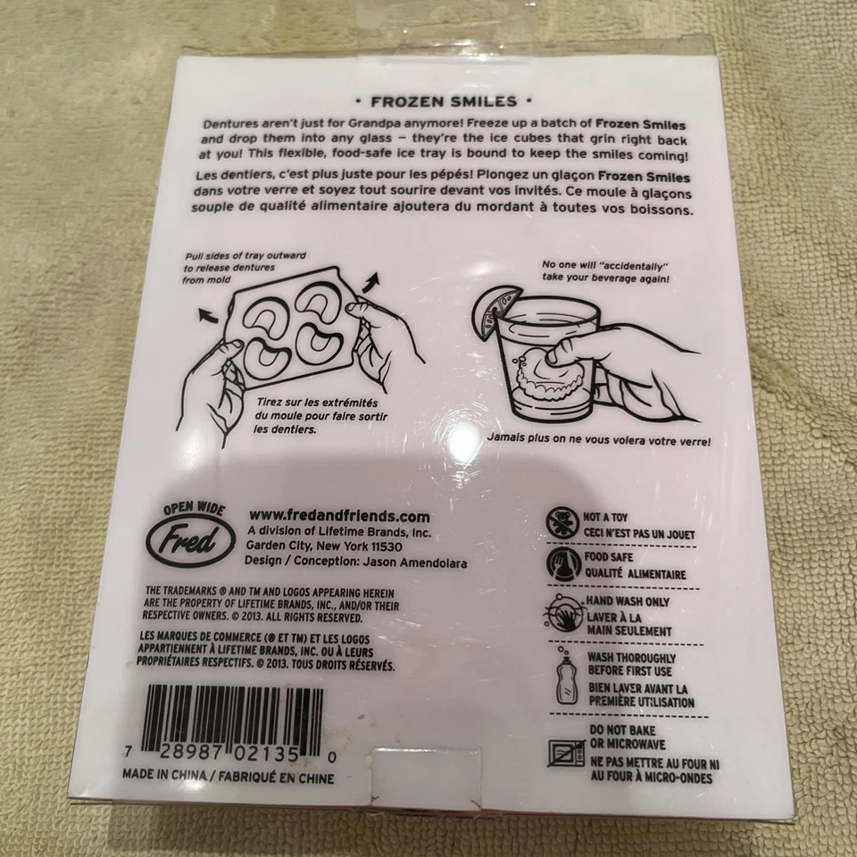 Fred FROZEN SMILES Dentures Ice Cube Tray Gag Gift New - Image 2 of 2