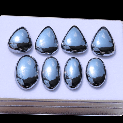 Brillo Jet-Metal ~ 8 Piezas Natural Elite Noble Shungite 18mm-21mm Cabujón Gemas - Imagen 3 de 11