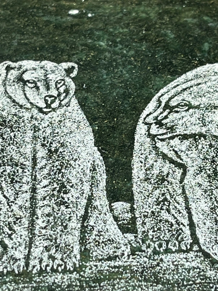 Oso cosido de roca de pizarra verde osos polares piedra arte decoración hogar cabina decoración regalo Foto 3 de 4