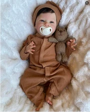 Realistic 18" Smiling Reborn Baby Dolls Cute Soft Body Feeding Kit Poseable Gift