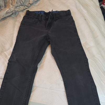 Levi's 502 Boys Black Dark Wash Denim Jeans Regular Straight Fit 24x25