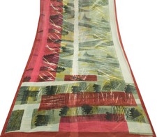 Sushila Vintage Multi-Color Saree 100 Pure Georgette Silk Printed Craft Fabric