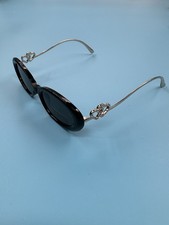 House of Harlow 1960 Slim Oval Sunglasses Acetate Black Heart Rhinestone NWT