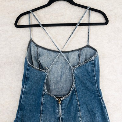 sisley denim dress Sisley Asymmetrical Denim Mini Dress Crossback Made in Italy M