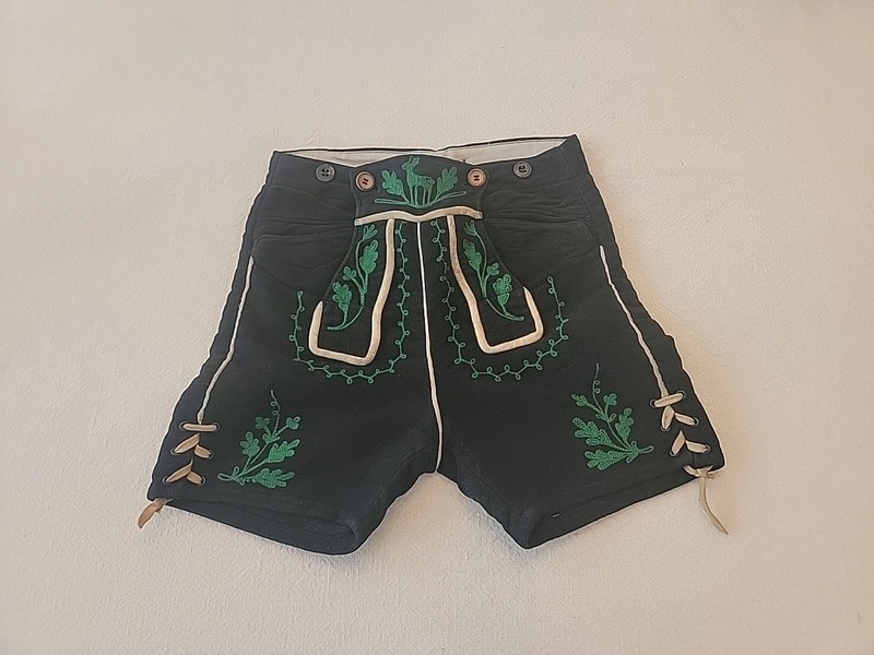Vntg Trachten German Shorts Boys Oktoberfest Austria Swiss Wool/velvet? 23”Waist