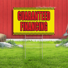 GUARANTEED FINANCING credit cash receipt Indoor Outdoor Yard Sign with metal