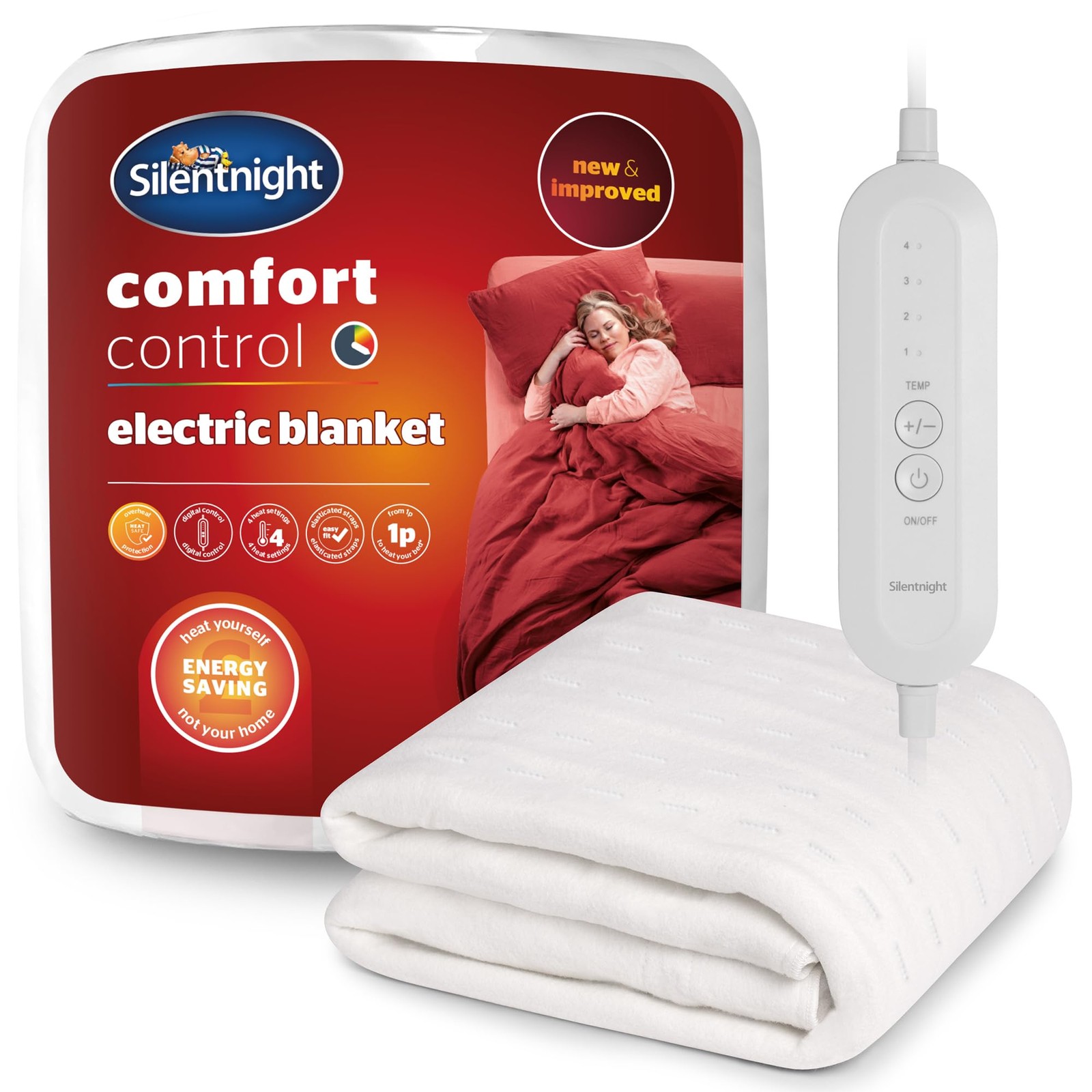 Silentnight Comfort Control Electric Blanket Double Bed - Heated Underblanket wi