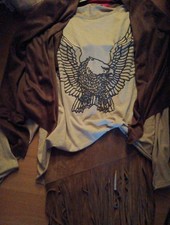 HOCHWERTIGES 3er Set M: 1. Shirt Straßadler, 2. Fransenrock, 3. Jacke Lederoptik