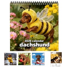 2026 Dachshund Wall Calendar   Cute Sausage Dog 12-Month Planner for Dog Lovers